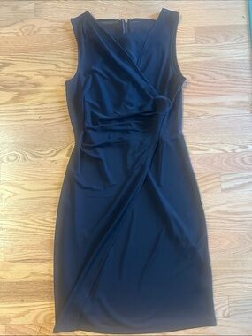 French Connection Black Sleeveless Midi Sheath Dress